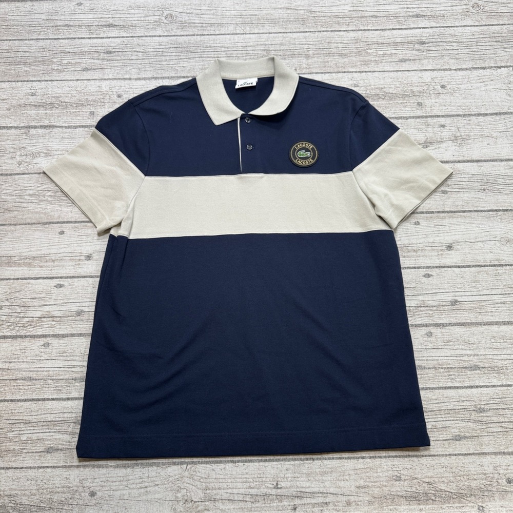 Lacoste Polo Shirt Men's 5 Large Navy Blue Athletic Pique Short Sleeve Sporty